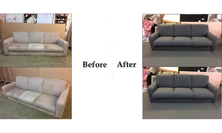 Before/After of reupholstery work carried out by Suite Illusions